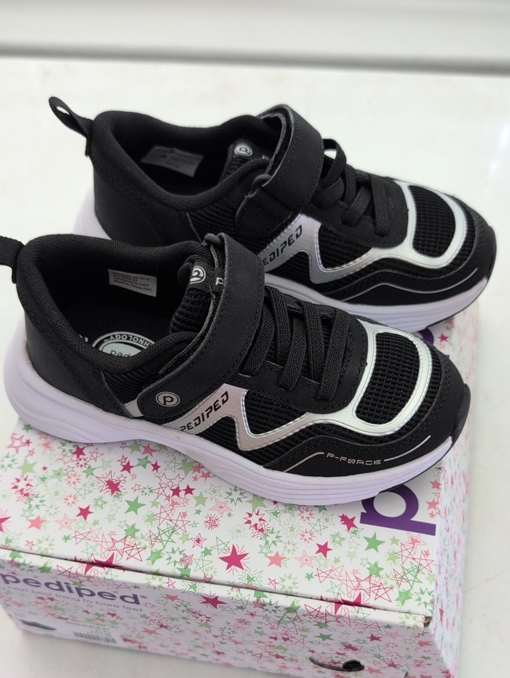 Pediped Force Pro Flex Black & Silver Sneaker EU 27 US 10-10.5 New